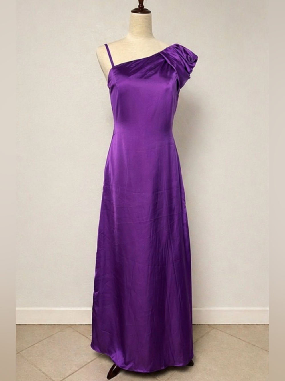 One-Shoulder Purple Satin Evening Dress| SIZE 6